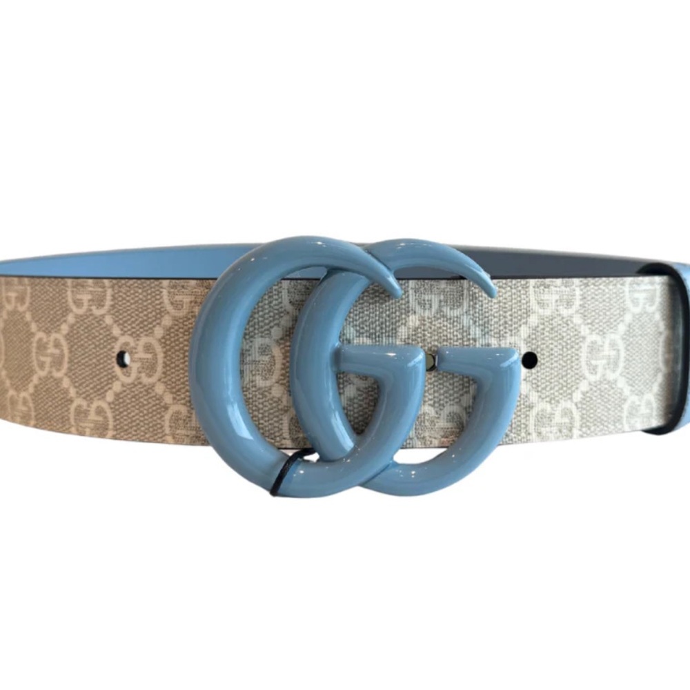 Gucci Women's Belt in Light Blue and Beige